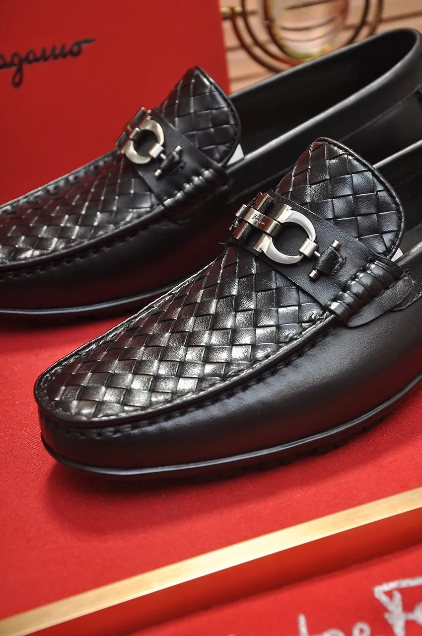 Men's shoes 💰500💶[Ferragamo/Ferragamo] The latest model in the counter. Original imported open-sided high-quality cowhide hand-woven + imported 🐂 cowhide + original luxury metal buckle + original combination outsole. Comparison without pressure 38--44🎉